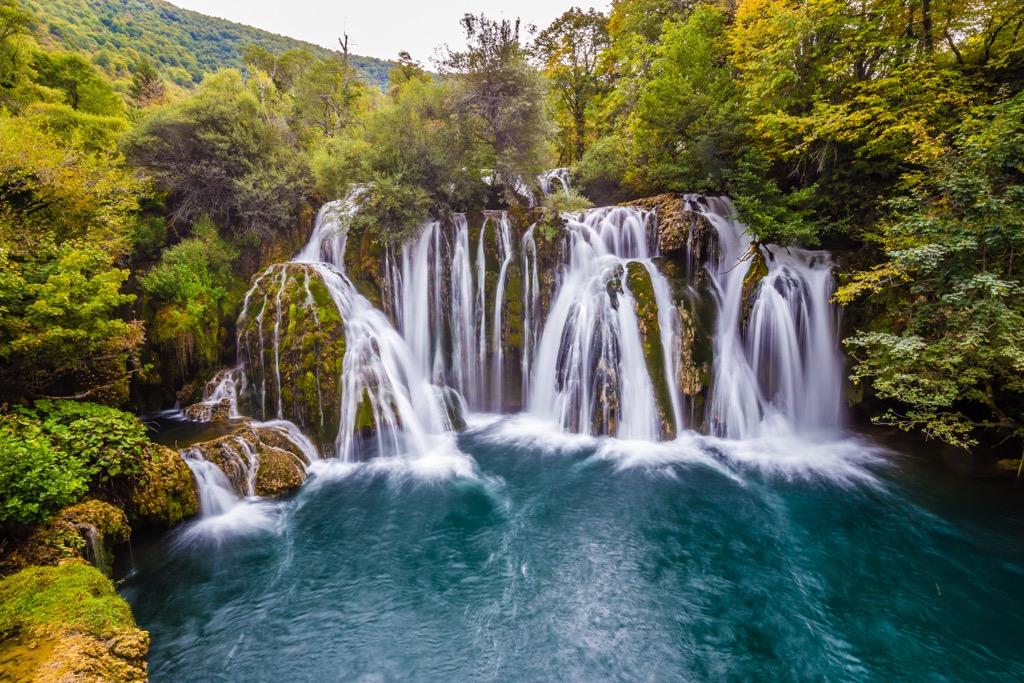 Old Bridge crossing the Neretva River in Mostar Bosnia and Herzegovina